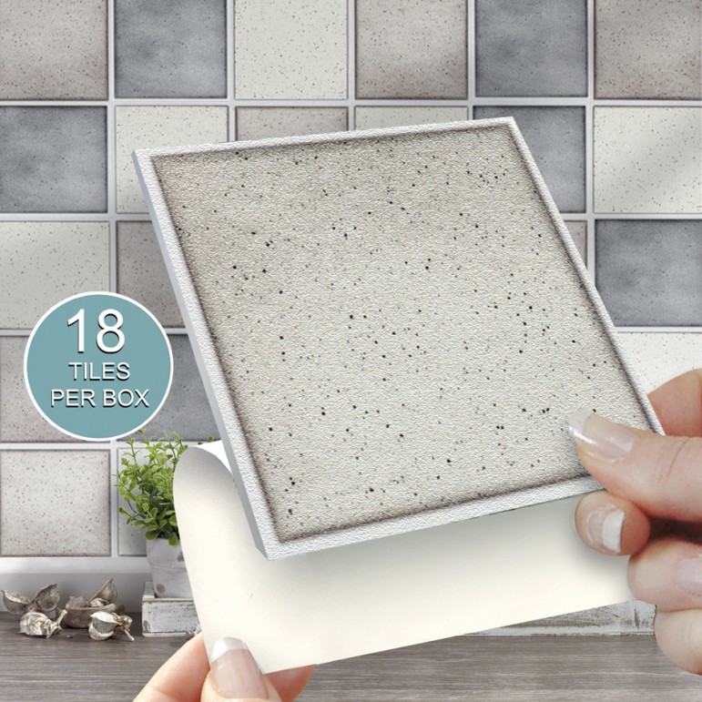 Self Adhesive Wall Tiles For Kitchens And Bathrooms Grey Speckle Mix 4 X 10cm - Self Adhesive Wall Tiles For Kitchen Uk